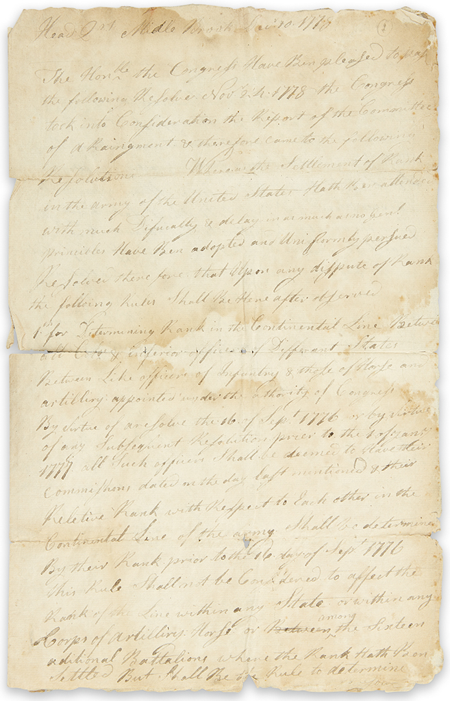 (AMERICAN REVOLUTION.) Group of manuscript documents relating to the war.
